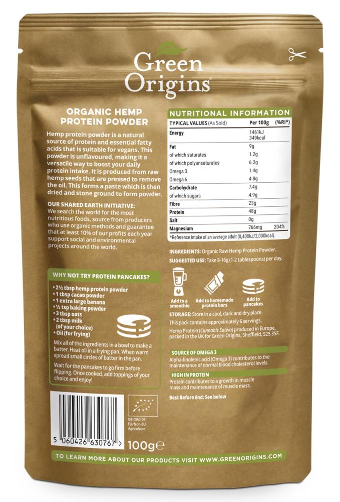 Green Origins Organic Hemp Protein Powder 100g by Green Origins