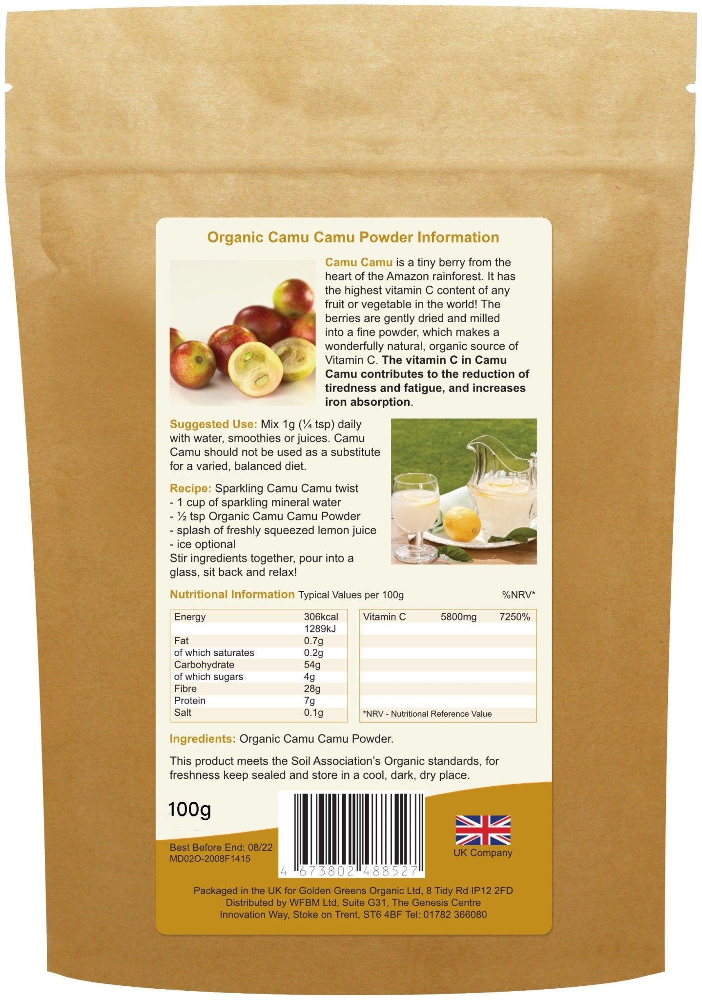 Golden Greens (Greens Organic) Organic Camu Camu Powder 100g by Golden Greens (Greens Organic)
