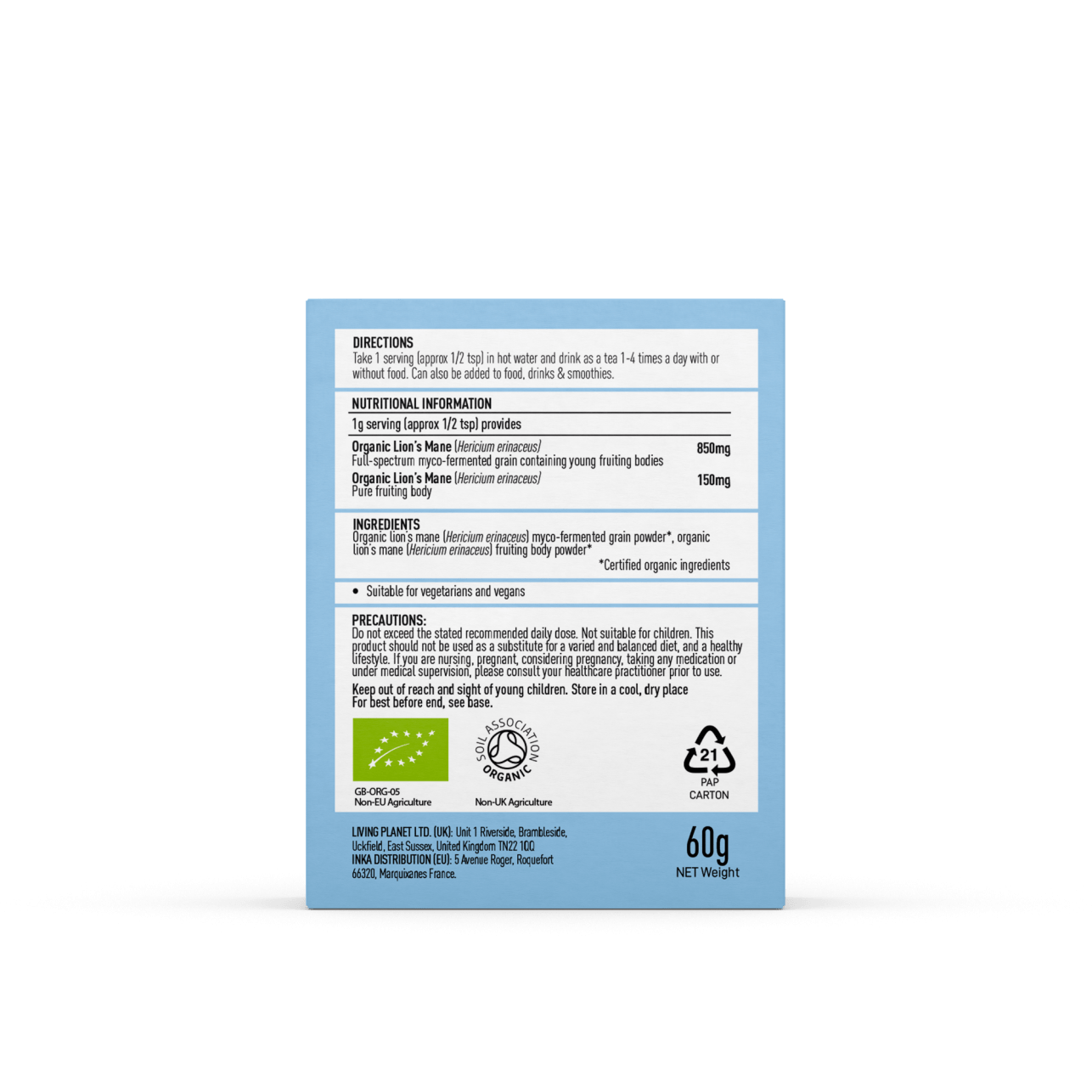 Mushrooms For Life Organic Lion's Mane Focus 60g Powder by Mushrooms For Life