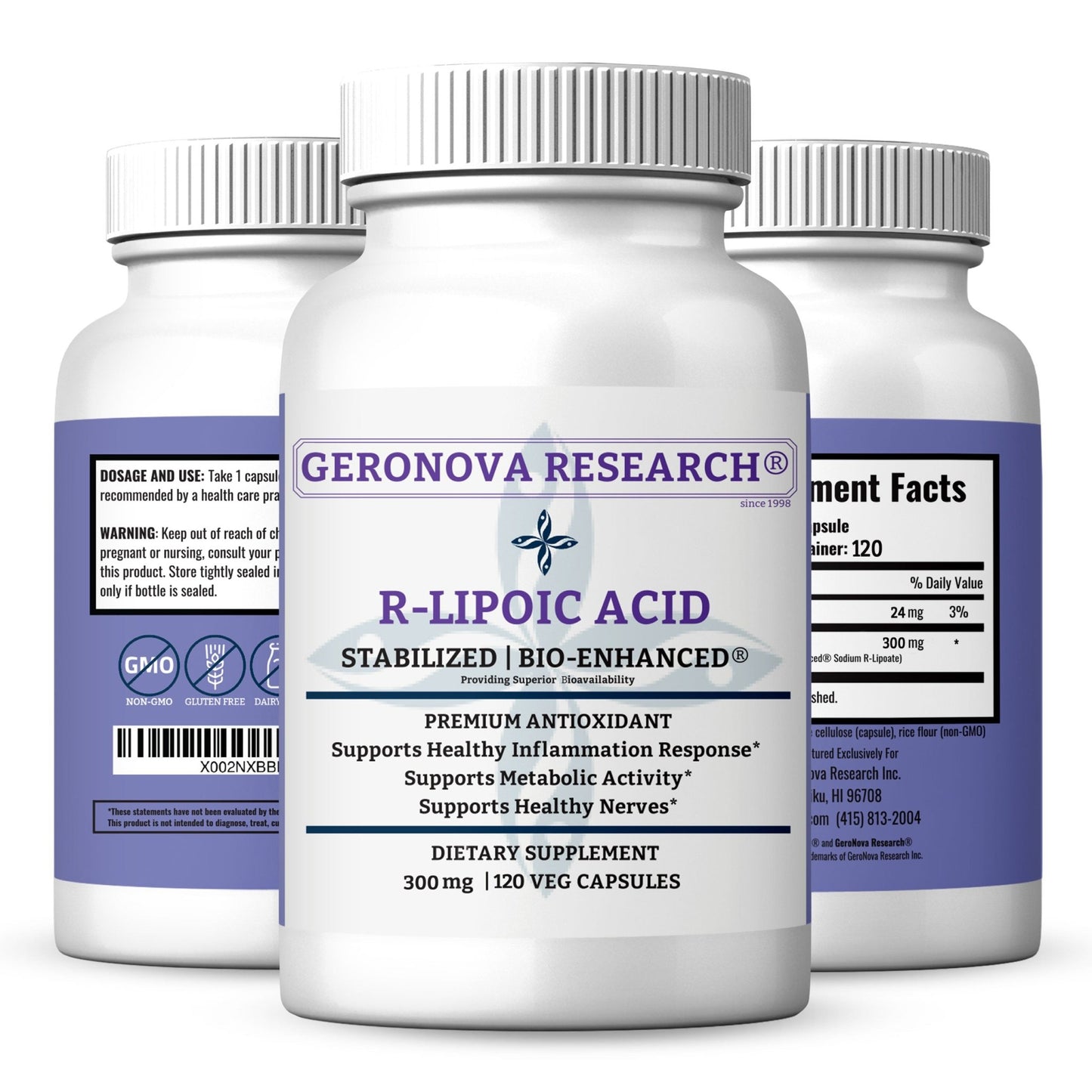 Bio - Enhanced R - Lipoic Acid 300mg, 120 Caps - Geronova Research by Geronova Research