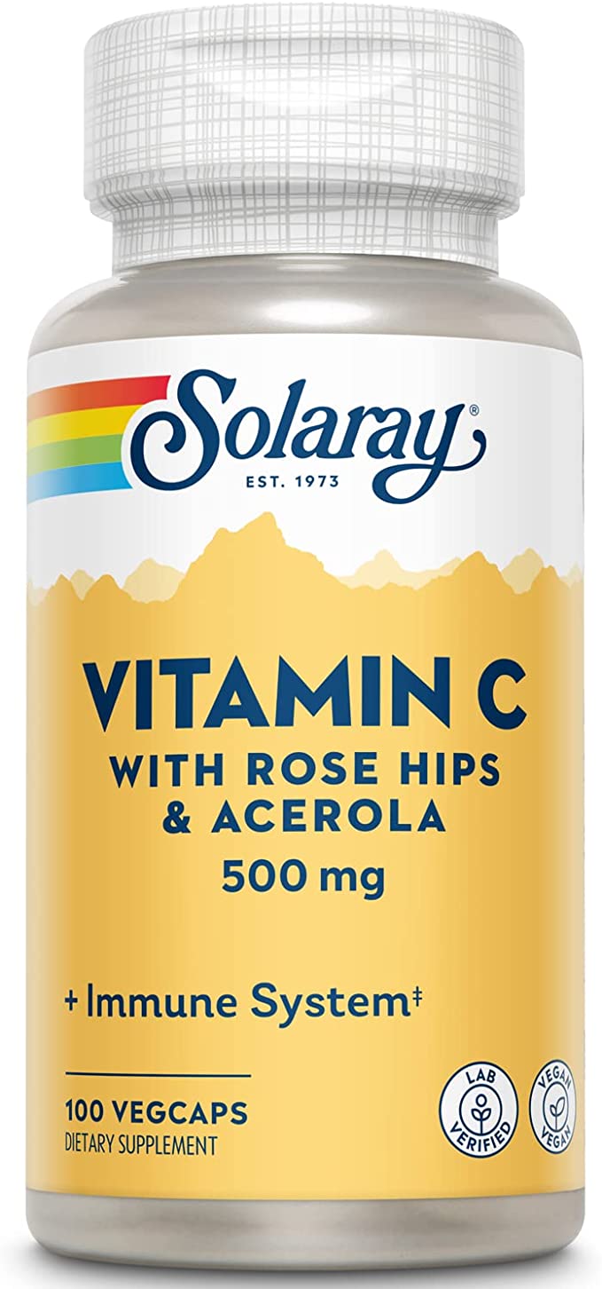 Vitamin C Rose Hips & Acerola 1000mg, TR 250 Veg Caps - Solaray by Solaray