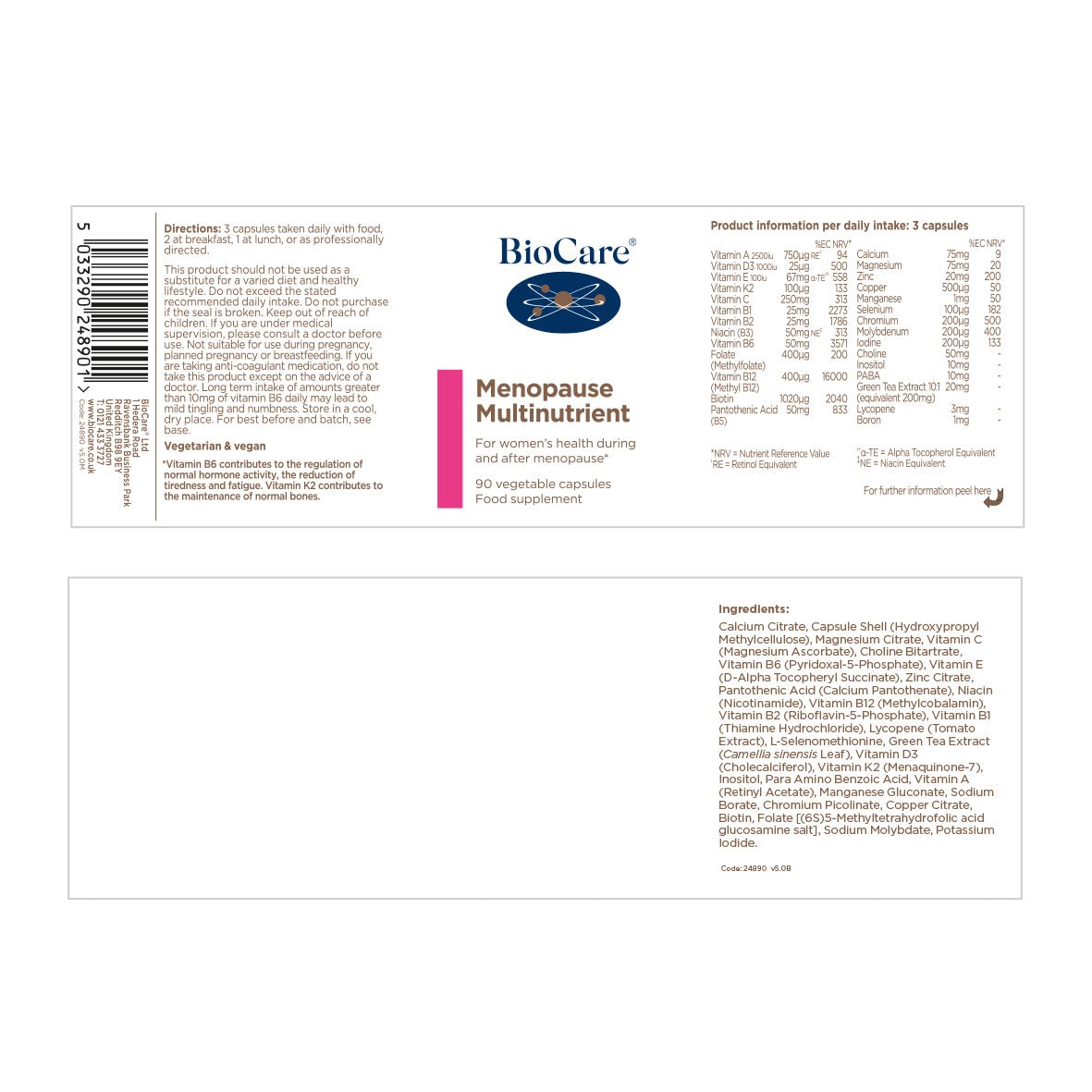BioCare Menopause Multinutrient 90's by BioCare