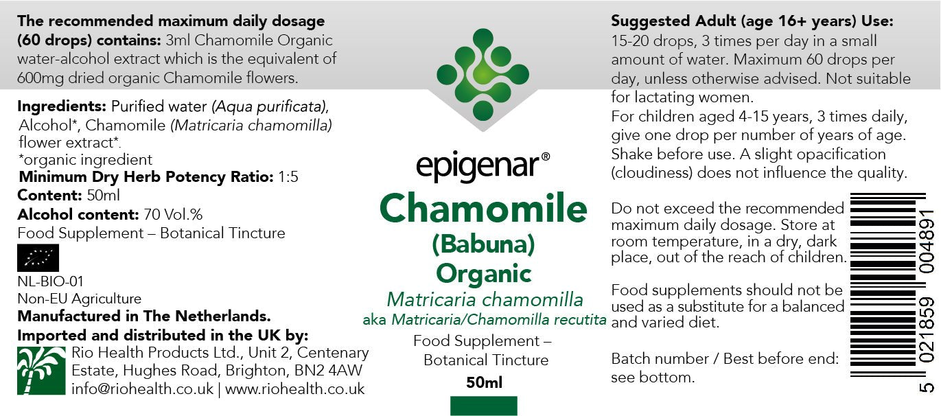 Epigenar Chamomile (Babuna) Organic Tincture 50ml by Epigenar
