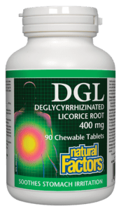 DGL 400 mg (Deglycyrrhizinated Licorice Root), 90 Chewable Tablets Natural Factors by Natural Factors