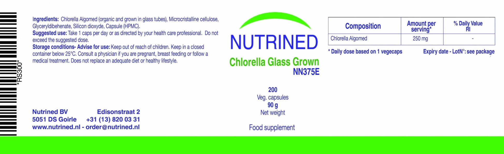 Nutrined Chlorella Glass Grown 200's by Nutrined