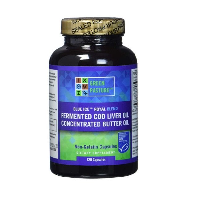 Blue Ice Royal Butter Oil & Fermented Cod Liver Oil Blend, 120 capsules Green Pasture by Nature's Balance
