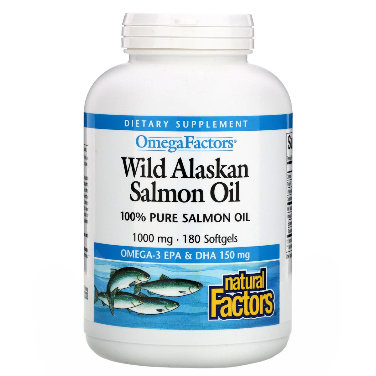Omega Factors Wild Alaskan Salmon Oil 1000mg, 180 Softgels Natural Factors by Natural Factors