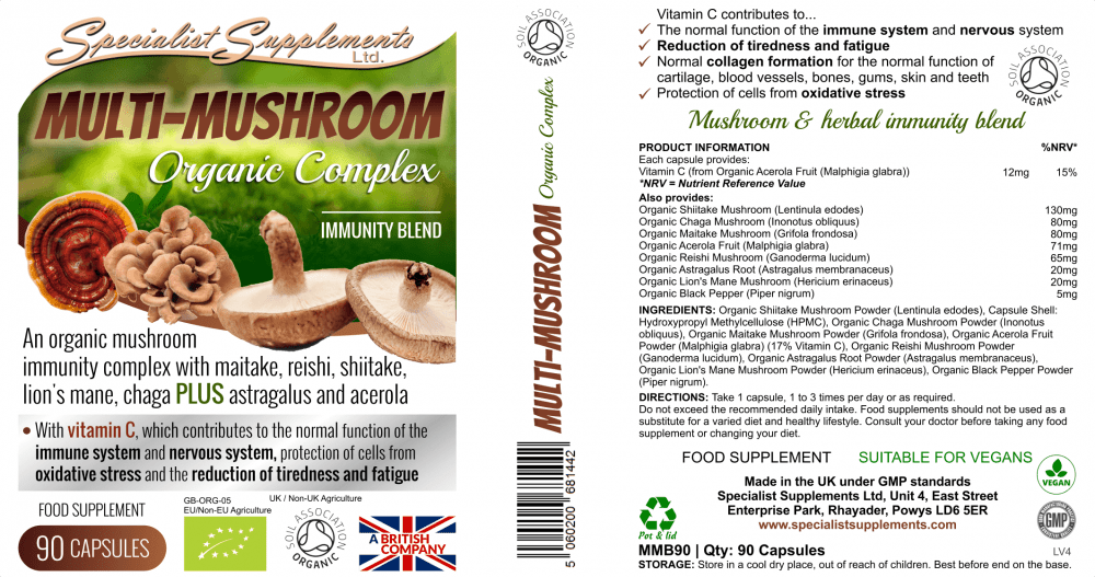 Specialist Supplements Multi - Mushroom Organic Complex 90's by Specialist Supplements