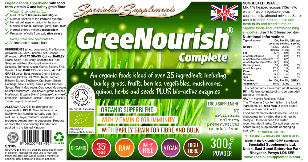 Specialist Supplements GreeNourish Complete 300g by Specialist Supplements
