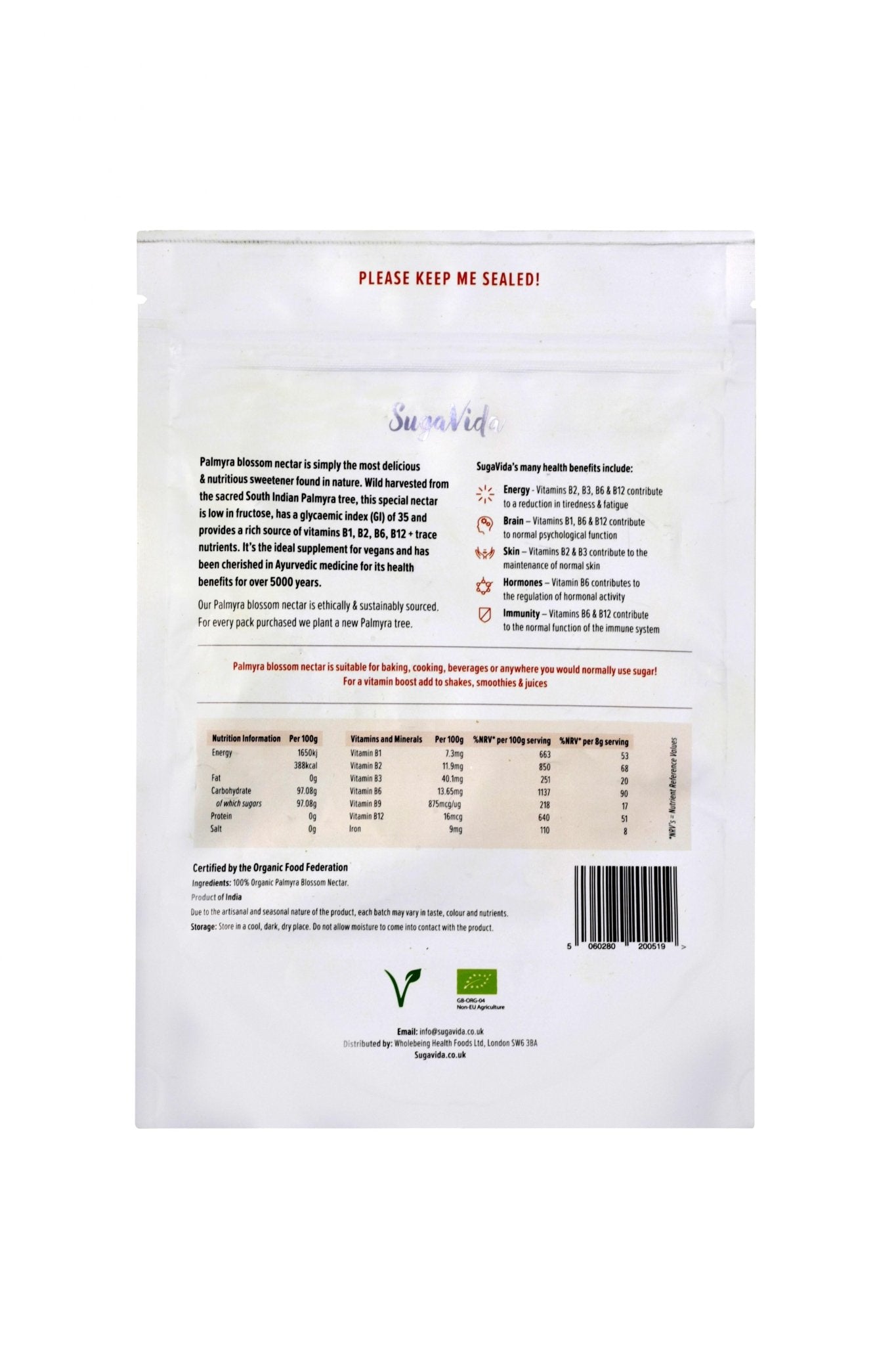 SugaVida Organic Palmyra Blossom Nectar 250g by SugaVida