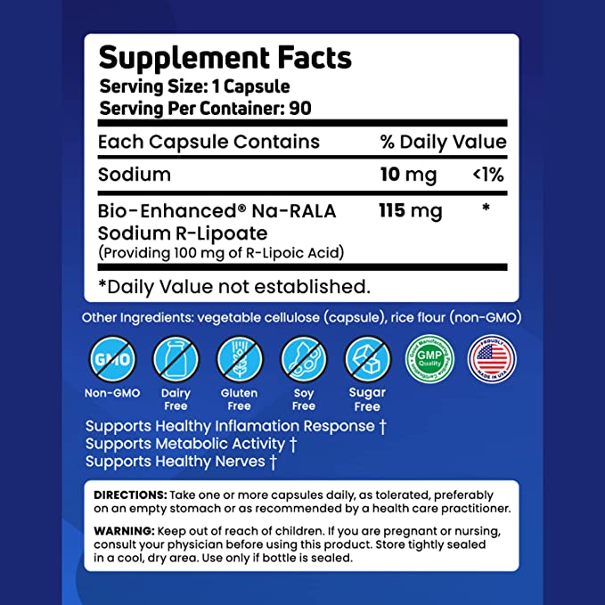 Bio - Enhanced R - Lipoic Acid 115mg, 90 Caps - Geronova Research - BBE 31/10/2025 by Geronova Research
