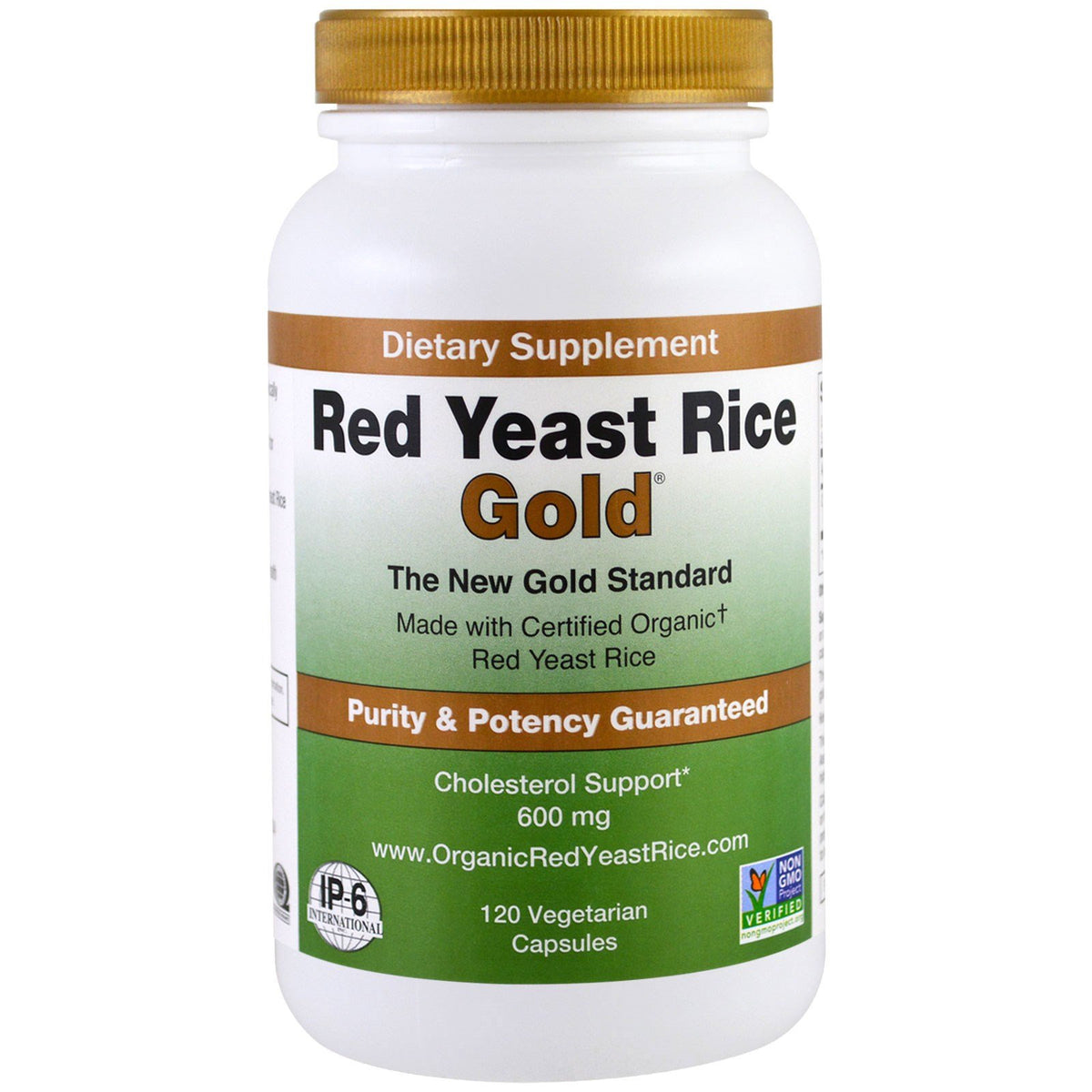 Red Yeast Rice Gold 600mg, 120 Capsules - IP6 International by IP - 6 International