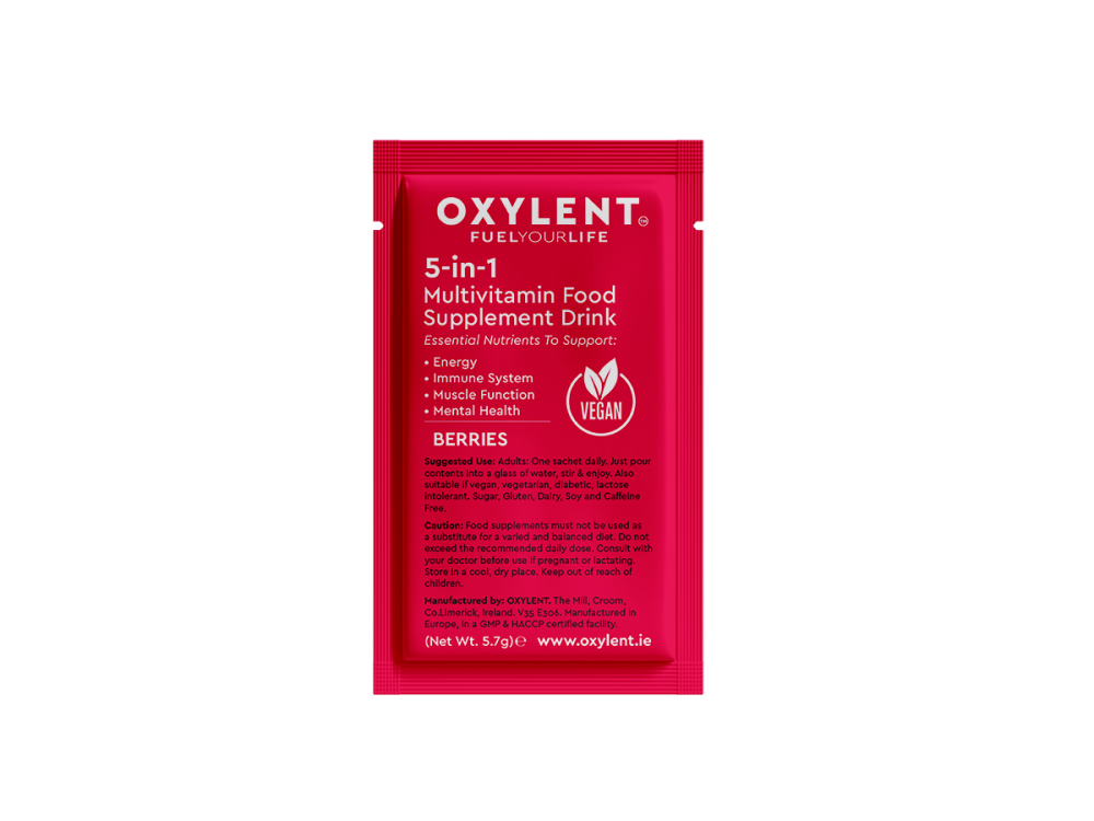 Oxylent  5-in-1 Multivitamin Food Supplement Drink Mandarin, Berries, Blueberry 30's