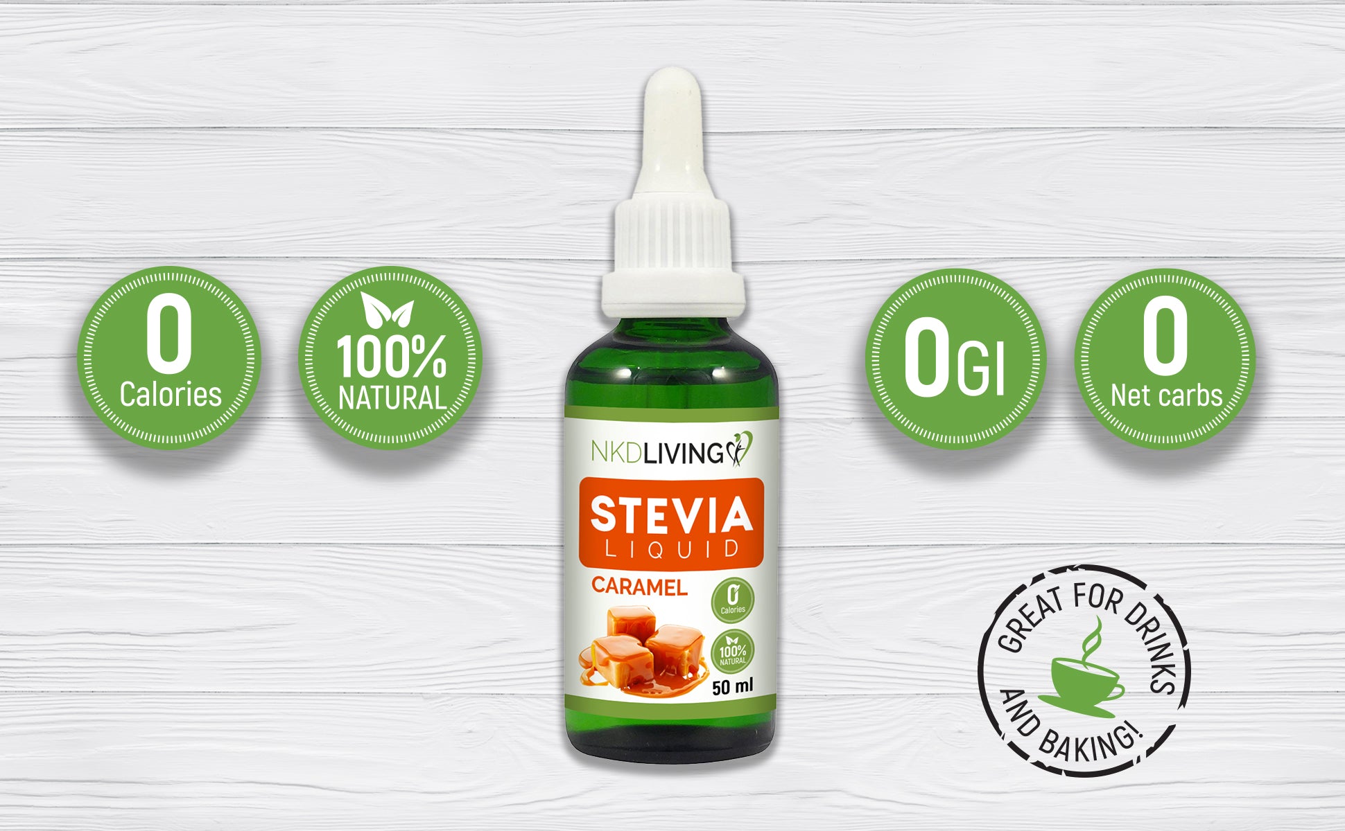 NKD LIVING Stevia Liquid Caramel 50ml by NKD LIVING