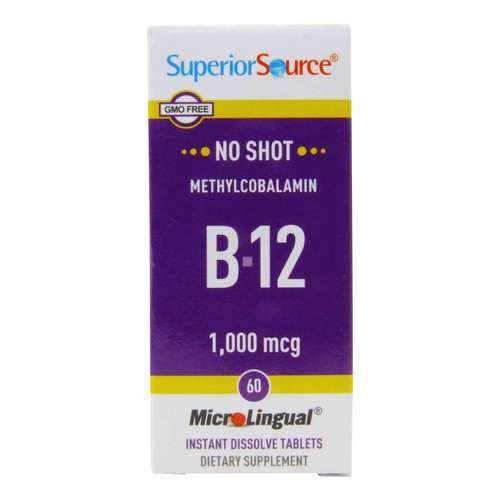 Methylcobalamin B - 12 1000 mcg, B - 6 & Folic Acid - 60 MicroLingual Tablets - Superior Source by Superior Source