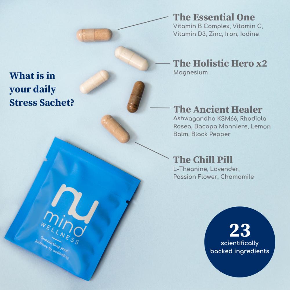 Nu Mind Wellness Stress Support Formula 30 Days Supply LIGHT BLUE BOX by Nu Mind Wellness