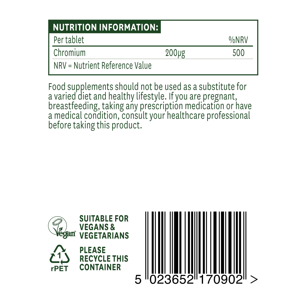 Natures Aid Chromium Picolinate 200µg Elemental 90s by Natures Aid