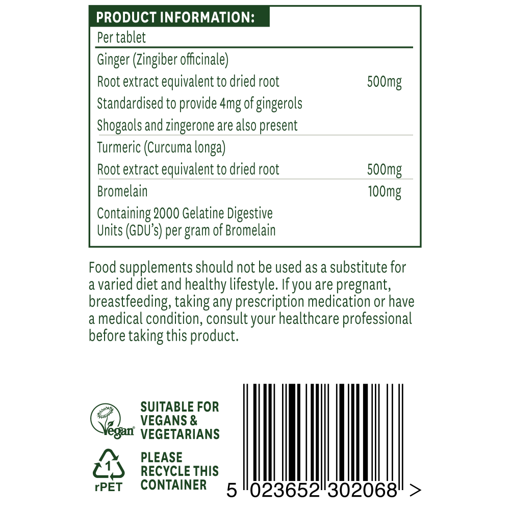 Natures Aid  Ginger, Turmeric & Bromelain 60's