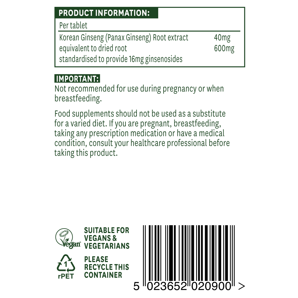 Natures Aid Korean Ginseng 90's by Natures Aid