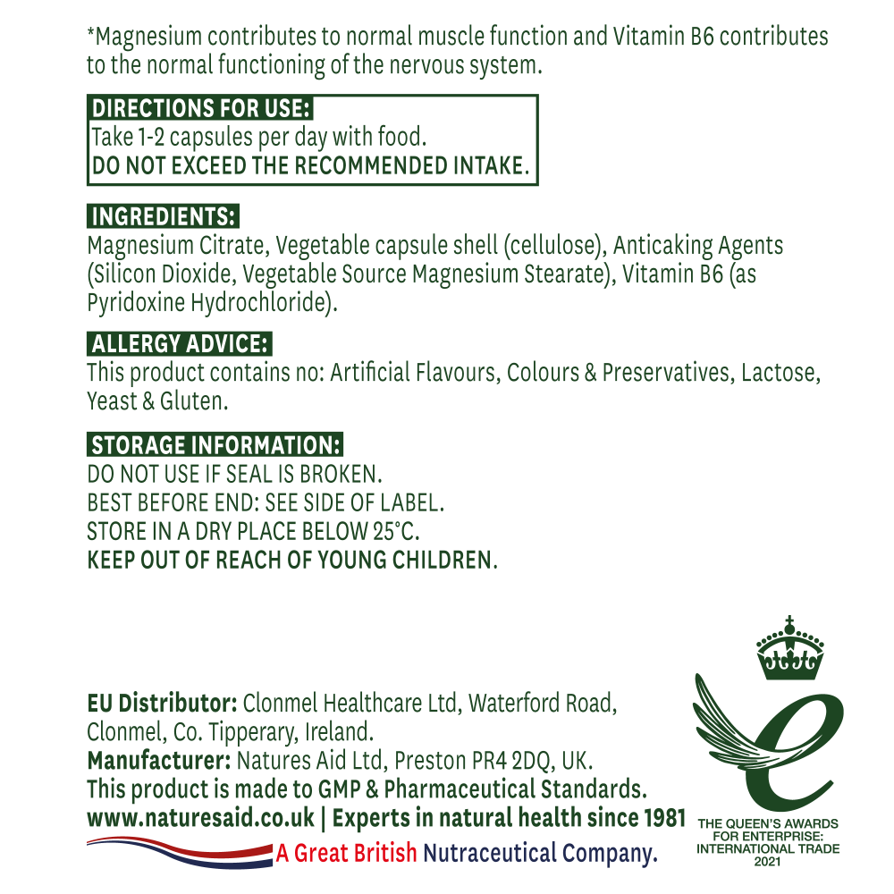 Natures Aid Magnesium Citrate Elemental 60's by Natures Aid