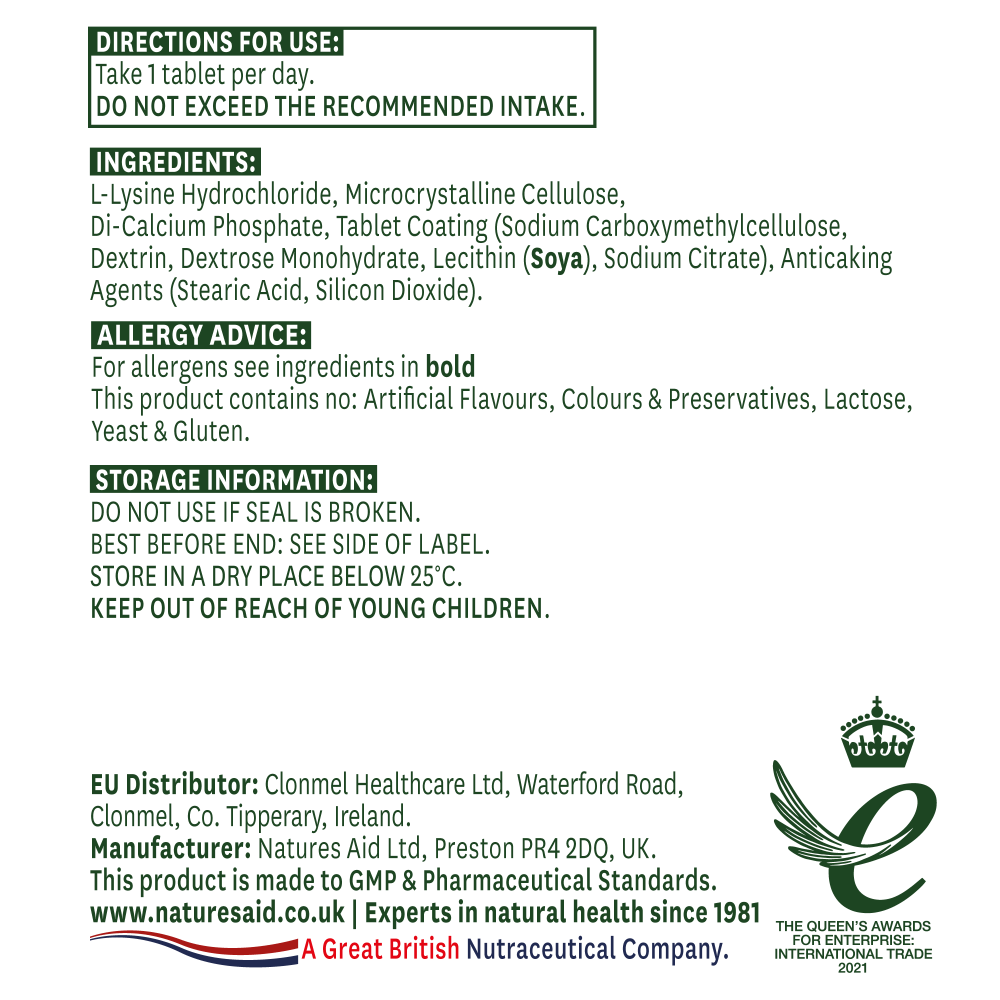 Natures Aid L - Lysine 1000mg 60's by Natures Aid