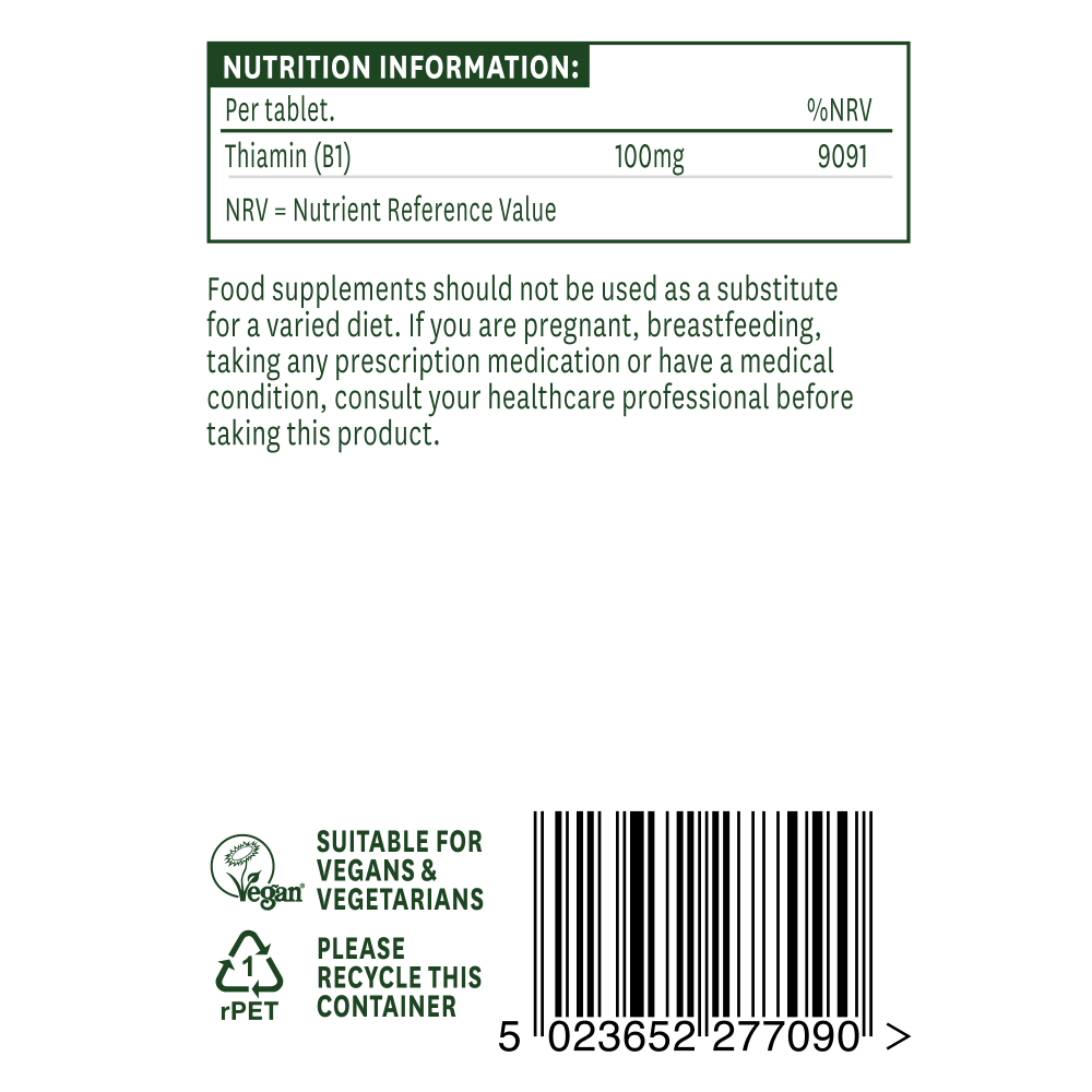 Natures Aid Vitamin B1 Thiamin 100mg 90's by Natures Aid