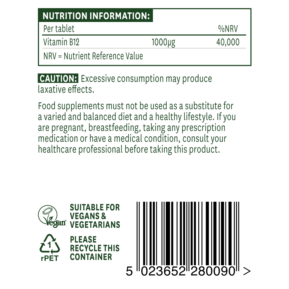 Natures Aid Vitamin B12 1000ug (Sublingual) 90's by Natures Aid