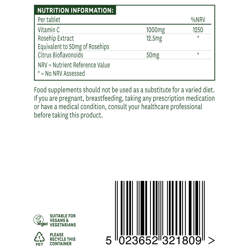 Natures Aid  Vitamin C Low Acid 1000mg 180's