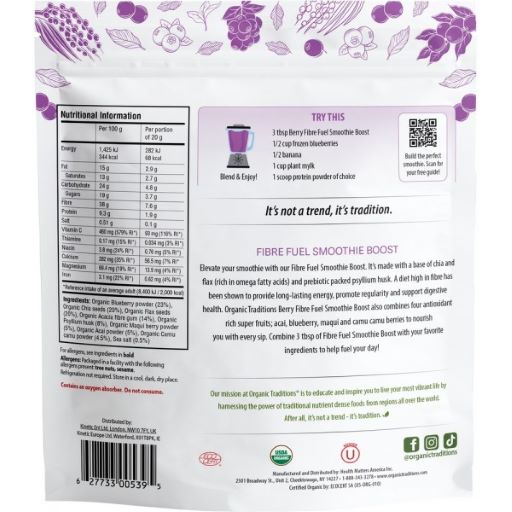 Organic Traditions  Fibre Fuel Smoothie Boost Berry 300g