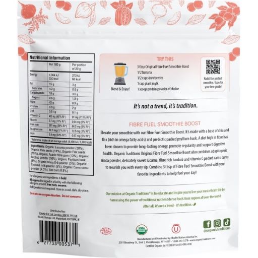 Organic Traditions Fibre Fuel Smoothie Boost Original 300g by Organic Traditions
