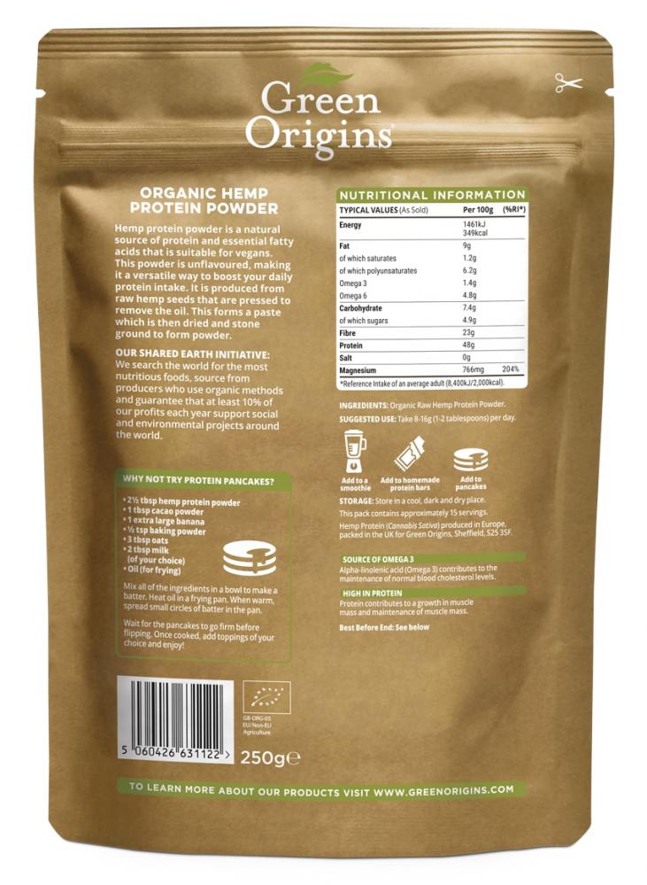 Green Origins  Organic Hemp Protein Powder 250g