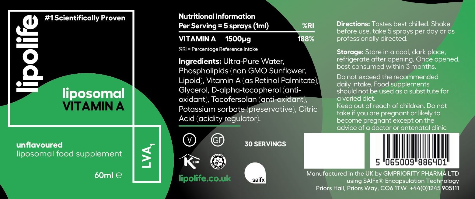 LVA1 Liposomal Vitamin A, 60ml - Lipolife by Lipolife