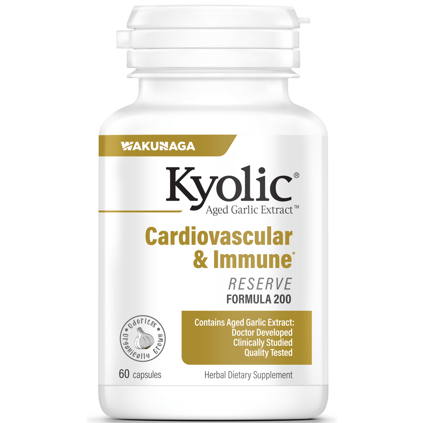 Kyolic Cardiovascular & Immune Reserve (Aged Garlic Extract) 1200 mg, 60 Capsules - Wakunaga by Kyolic|Wakunaga