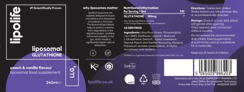 LLG3 Liposomal Glutathione (Peach & Vanilla Flavour) - lipolife DOUBLE PACK by Lipolife