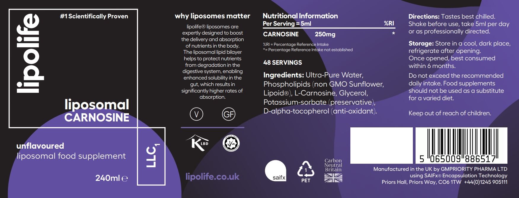 LLC1 - Liposomal Carnosine - lipolife DOUBLE PACK by Lipolife