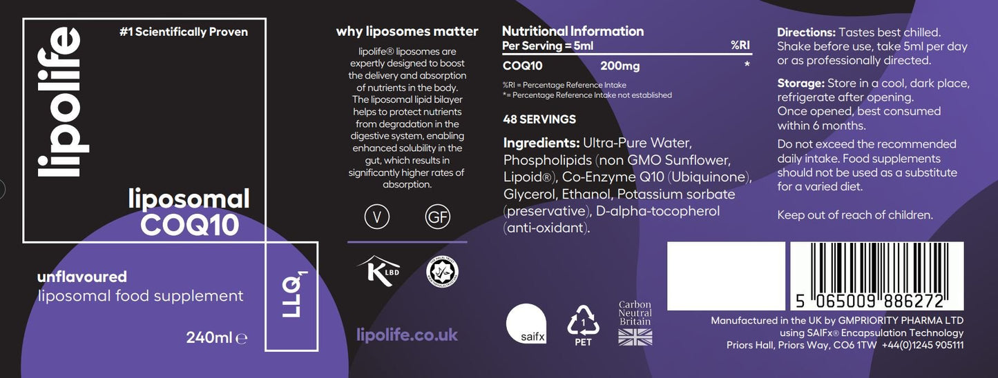 LLQ1 Liposomal COQ10, 240ml - Lipolife by Lipolife