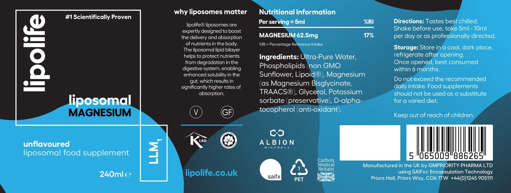 LLM1 Liposomal Magnesium, 240ml - Lipolife by Lipolife