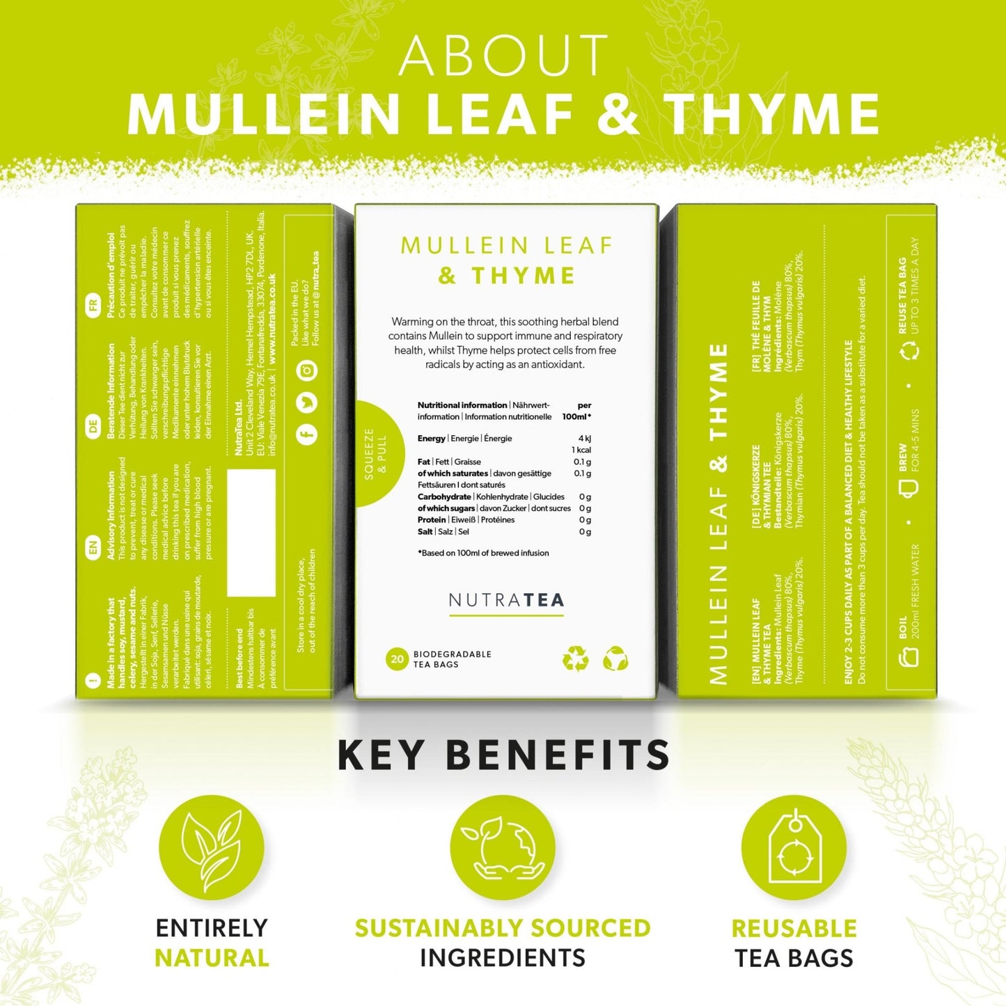 Nutratea Mullein Leaf & Thyme Tea Bags 20's by Nutratea