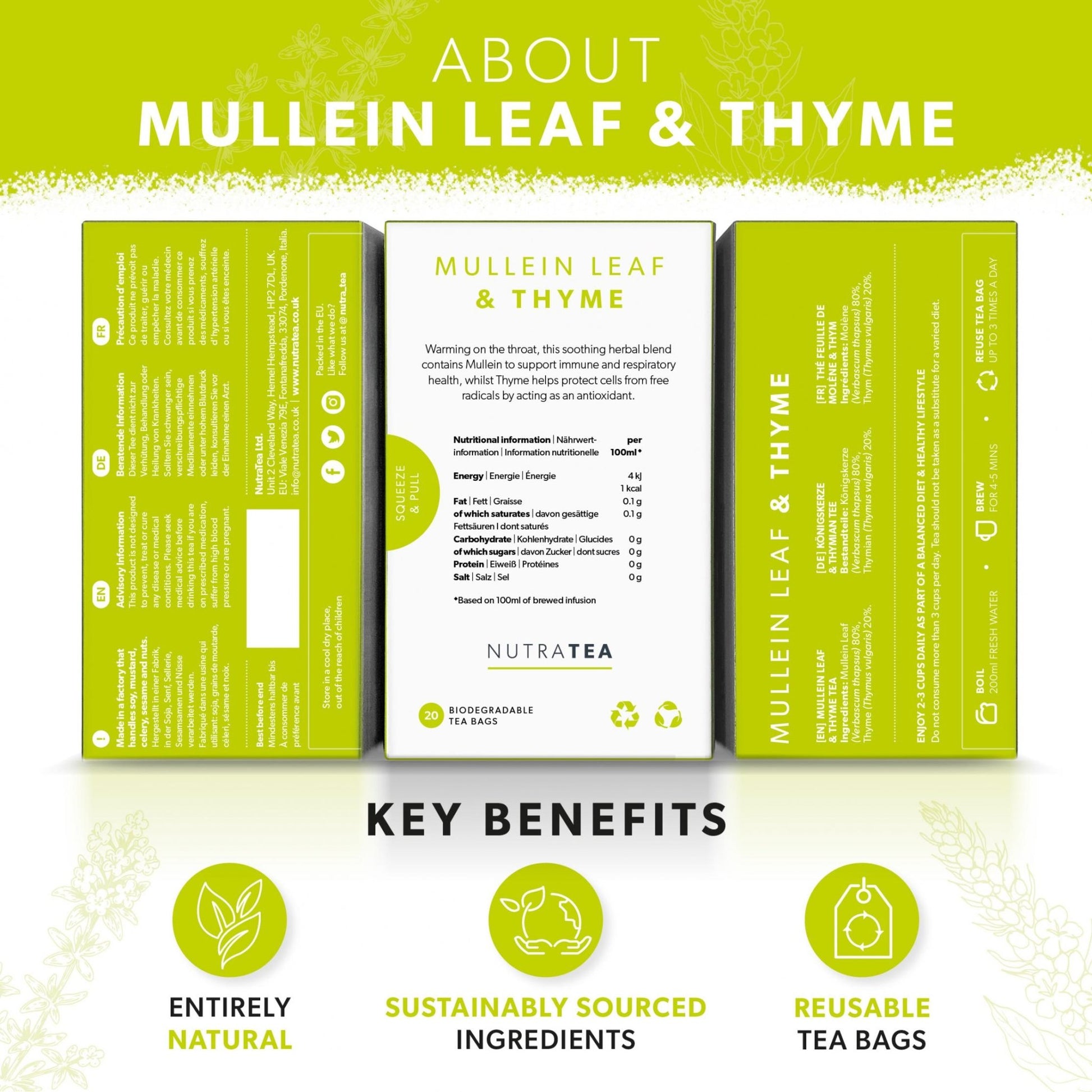 Nutratea Mullein Leaf & Thyme Tea Bags 20's by Nutratea