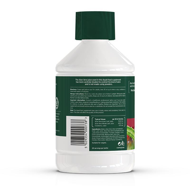 Aloe Pura  Bio-Active Aloe Vera Juice Maximum Strength Cranberry 500ml