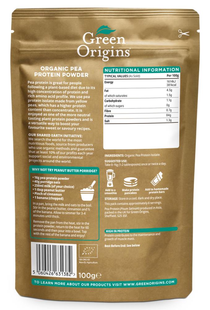 Green Origins Organic Pea Protein Powder 100g by Green Origins
