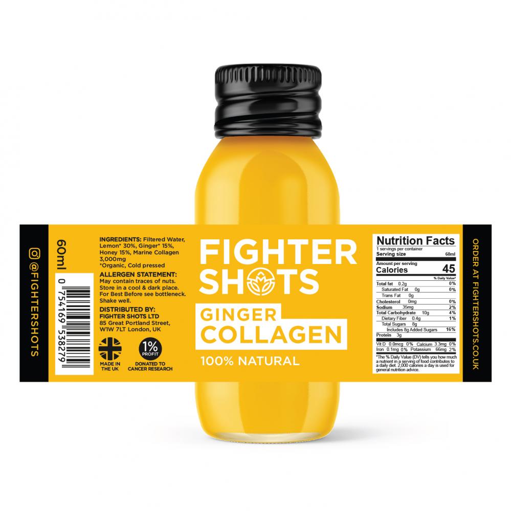 Fighter Shots  Ginger Collagen 12x60ml CASE