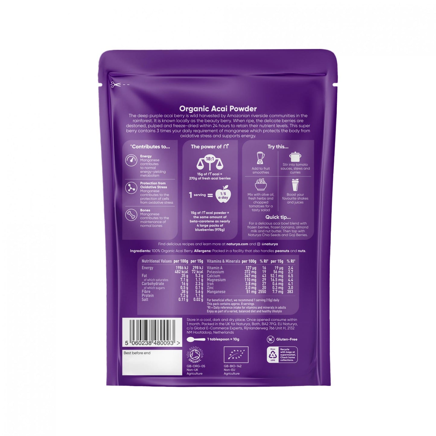 Naturya  Organic Acai Powder 125g