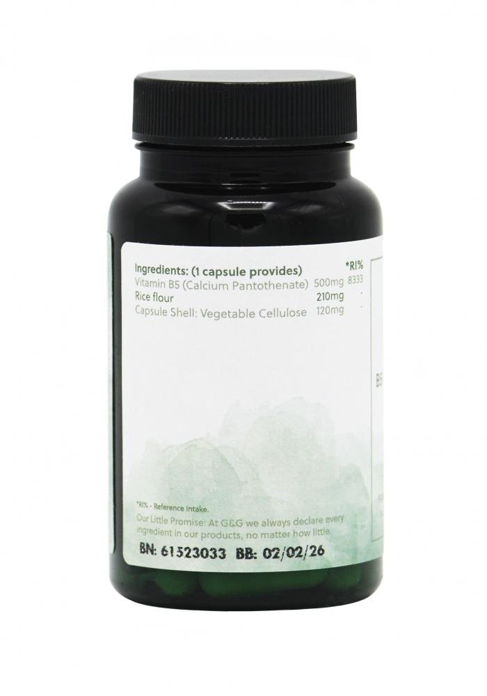G&G Vitamins B5 Pantothenic Acid 500mg 60's by G&G Vitamins