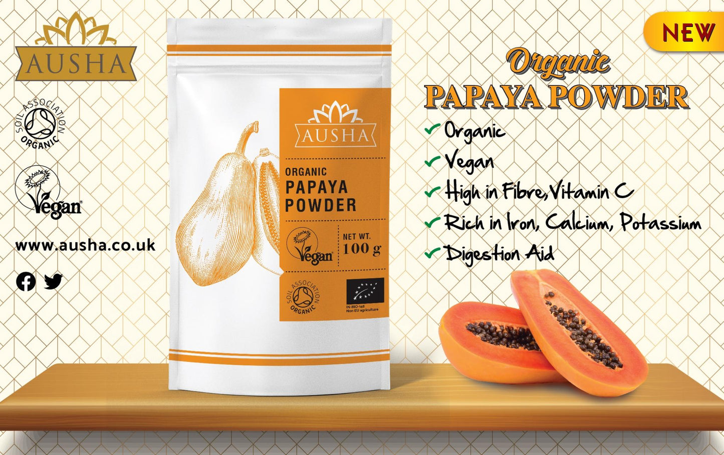 Ausha  Organic Papaya Powder 100g