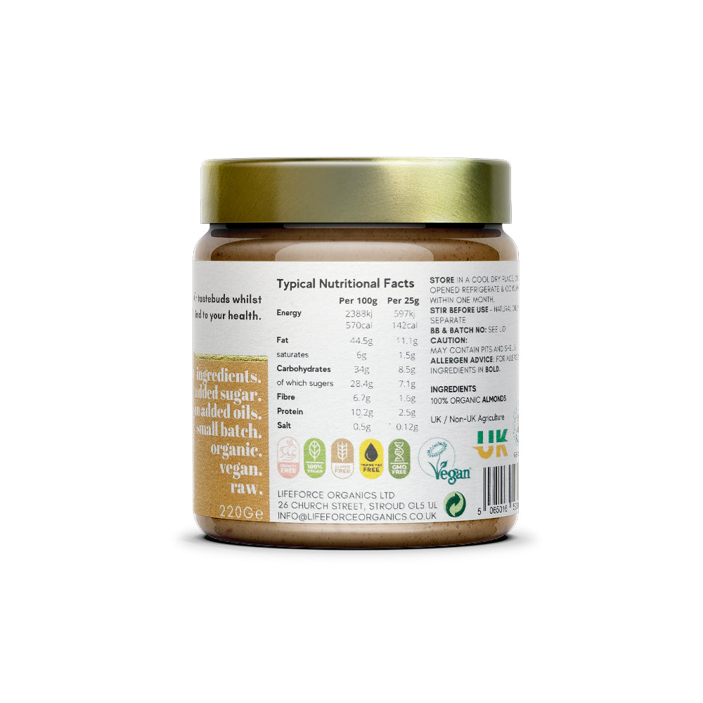 Lifeforce Organics  Activated Crunchy Almond Nut Butter 220g x 6 CASE
