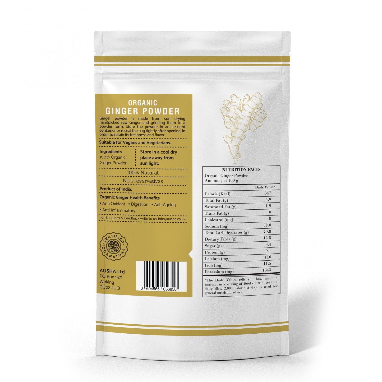 Ausha  Organic Ginger Powder 100g