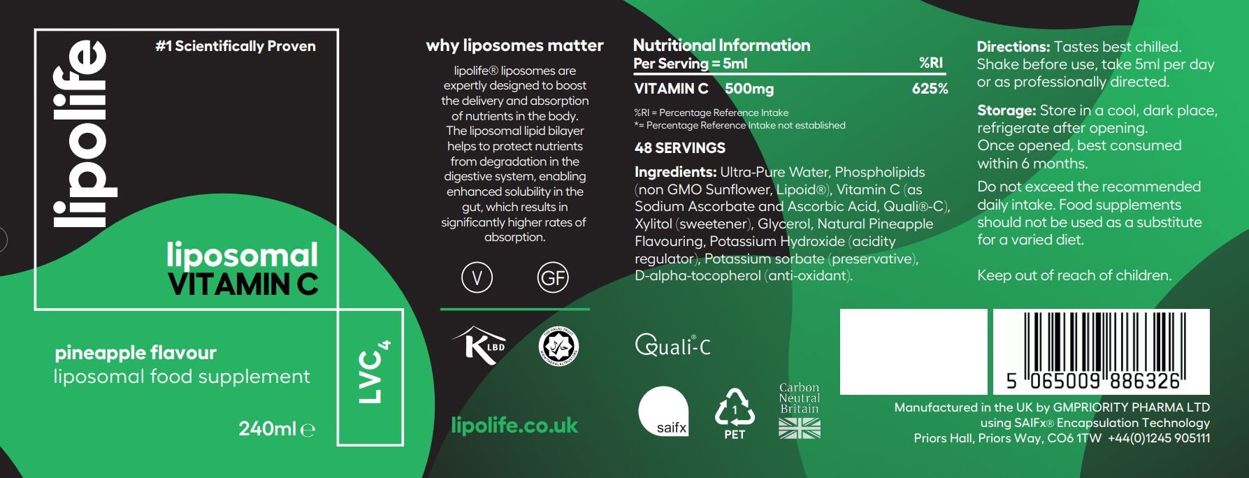 LVC4 Liposomal Vitamin C (Pineapple Flavour) 250ml - Lipolife by Lipolife