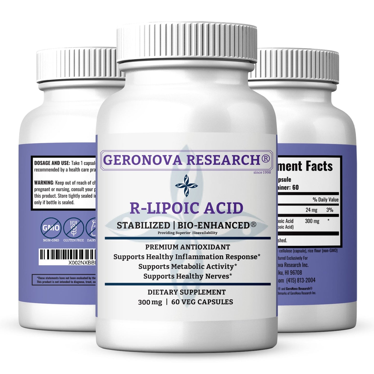 Bio - Enhanced R - Lipoic Acid 300mg, 60 Caps - Geronova Research by Geronova Research