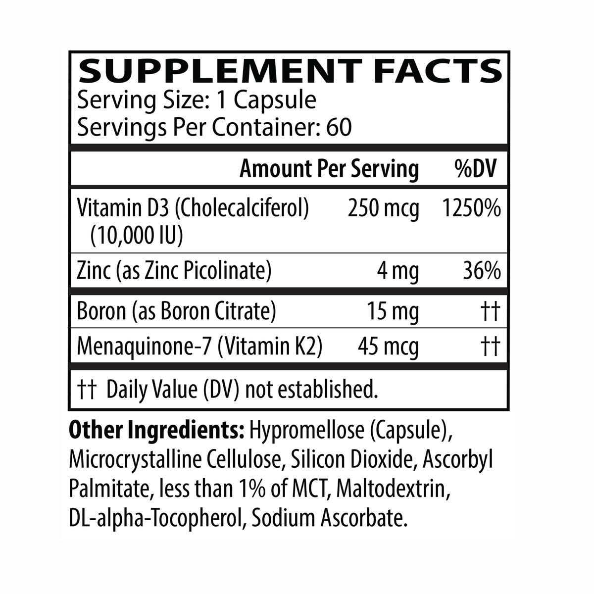 Maximum Vitamin D3+K2 (60 capsules) - NBX Wellness *SOI* by Neuro Biologix